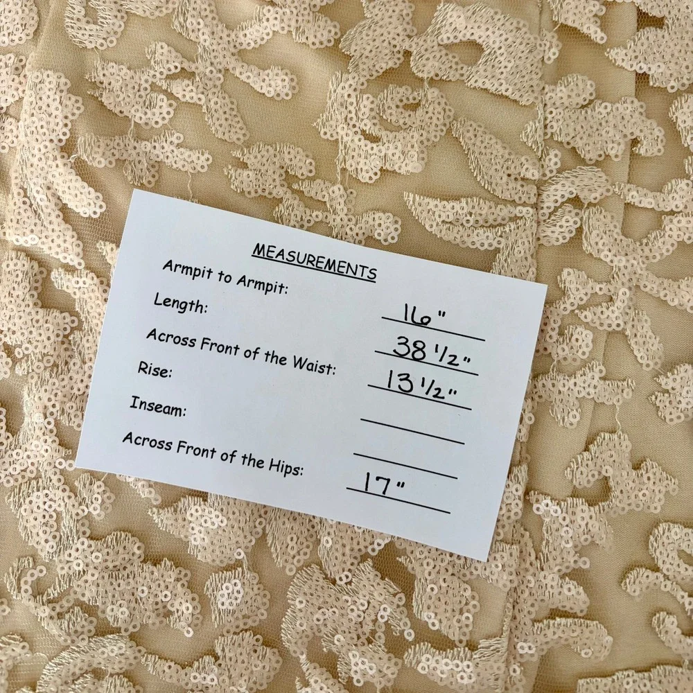 SUE WONG Nocturne Champagne Sequin Sleeveless Party Cocktail Sheath Dress Size 4 - Picture 15 of 15